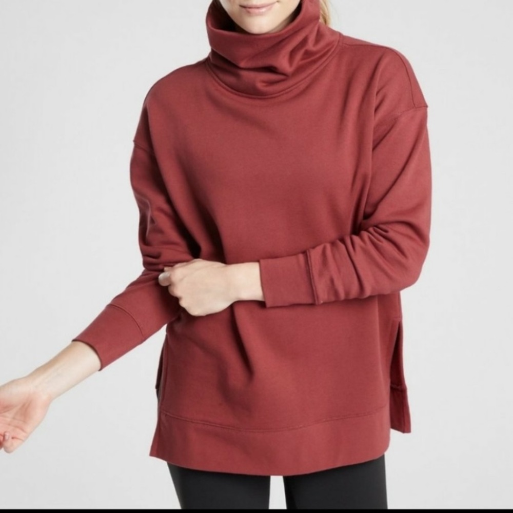 Atleta Funnel Neck Sweatshirt In Maple Red. Size M
